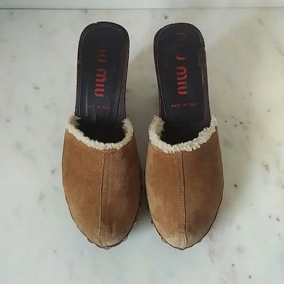 MIU MIU - vintage studded shearling mules - Picture 3 of 6